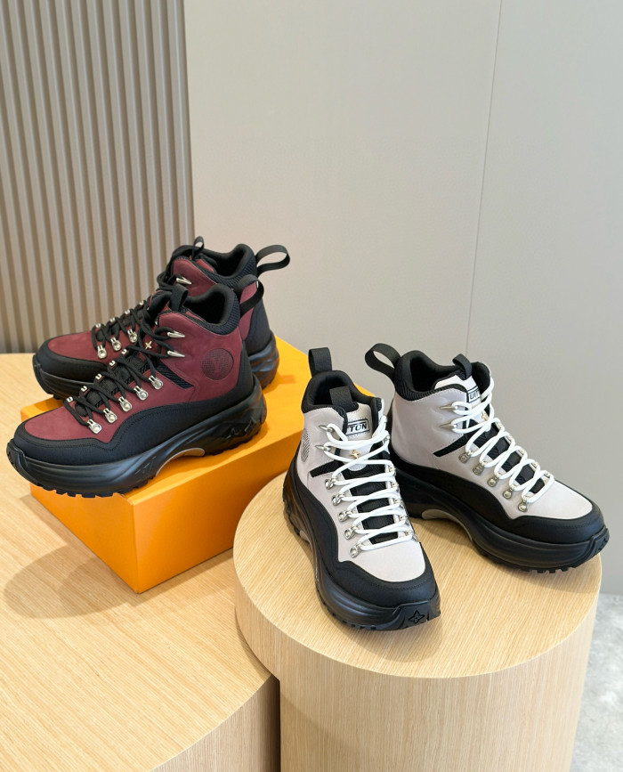 NIGO Louis Vuitton Men's Fall And Winter Round Head Lace Up Thick Bottom High Top Shoes #nigo97955