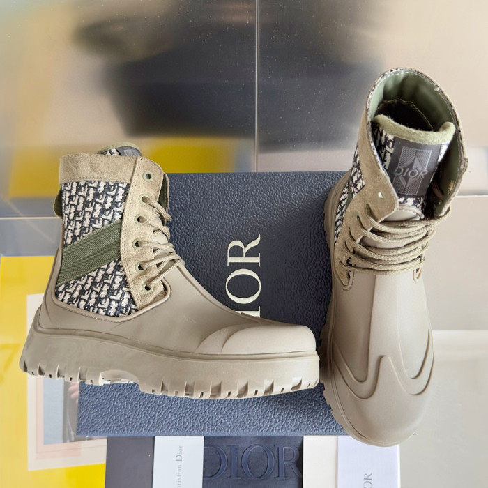 NIGO Dior Men's Fall And Winter Models Lace Up Round Toe High Top Thick Bottom Martin Boots Shoes #nigo97954