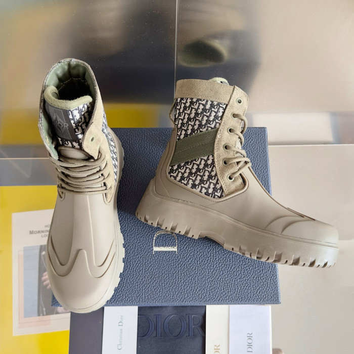 NIGO Dior Men's Fall And Winter Models Lace Up Round Toe High Top Thick Bottom Martin Boots Shoes #nigo97954