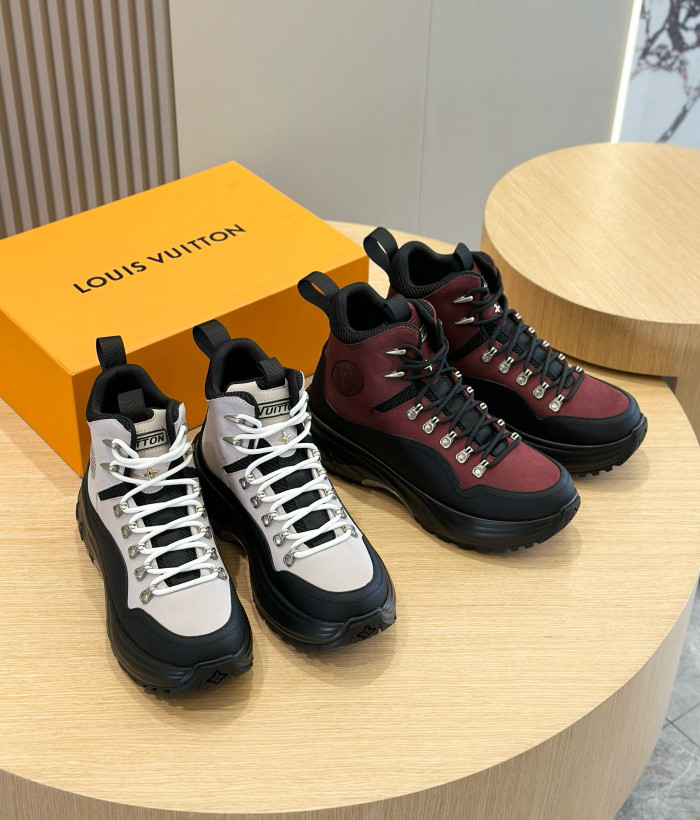 NIGO Louis Vuitton Men's Fall And Winter Round Head Lace Up Thick Bottom High Top Shoes #nigo97955