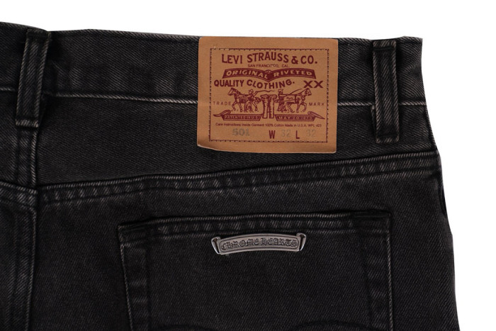 NIGO Chrome Hearts Men's and Women's Spring and Fall Pink Cross Calfskin Labeled Black Jeans Pants #nigo97952