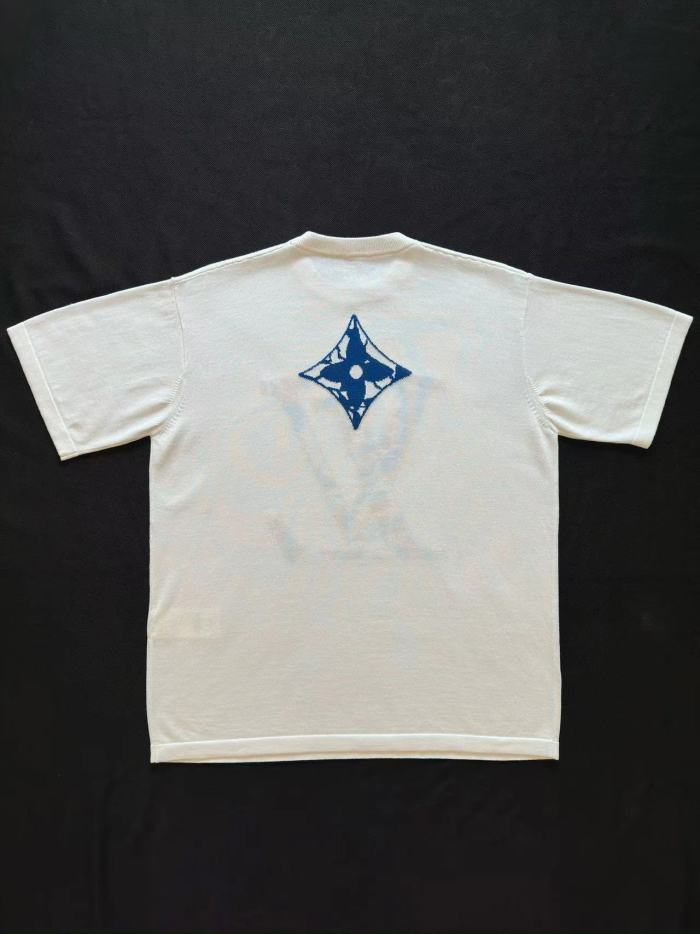 NIGO Louis Vuitton Men's Summer Logo Letter Print White Cotton Short Sleeve Fitted Straight T-Shirt #nigo97965