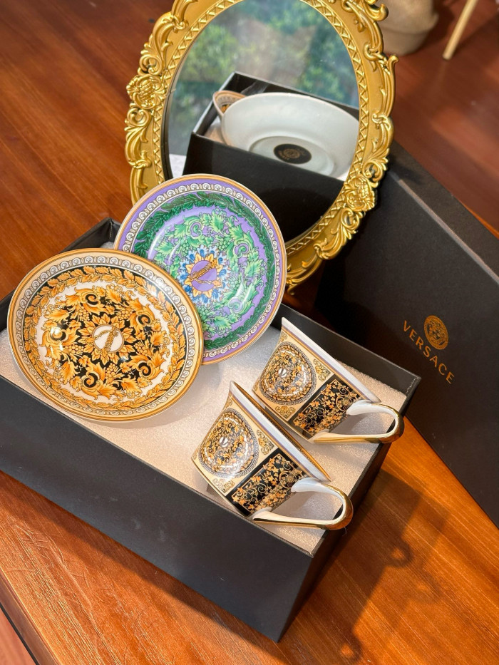 NIGO Versace Logo Printing Fashion Retro Court Style Coffee Cup Tea Set Two Pieces #nigo97967