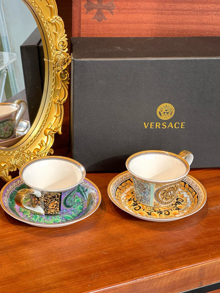 NIGO Versace Logo Printing Fashion Retro Court Style Coffee Cup Tea Set Two Pieces #nigo97967