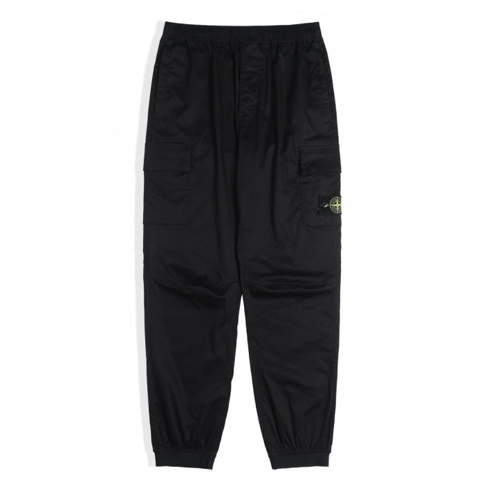 NIGO Stone Island Men's Fall Black Cotton Guide Pin Patch Casual Straight Loose Work Pants #nigo97966