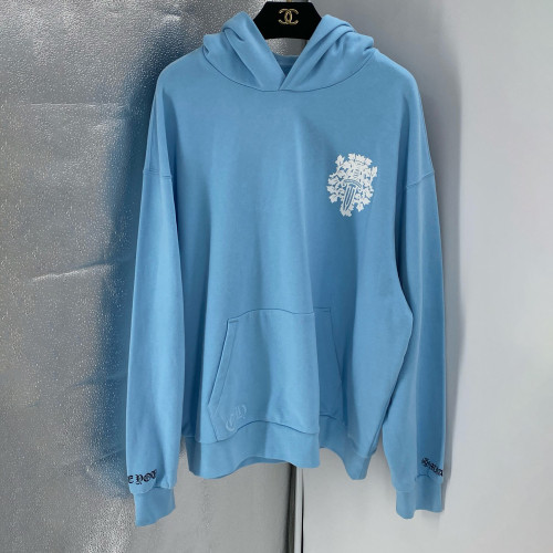 NIGO Chrome Hearts Men's Autumn and Winter Blue Long Sleeve Hooded Sweatshirt Stretch Sweatpants Pants Set Suit #nigo97987