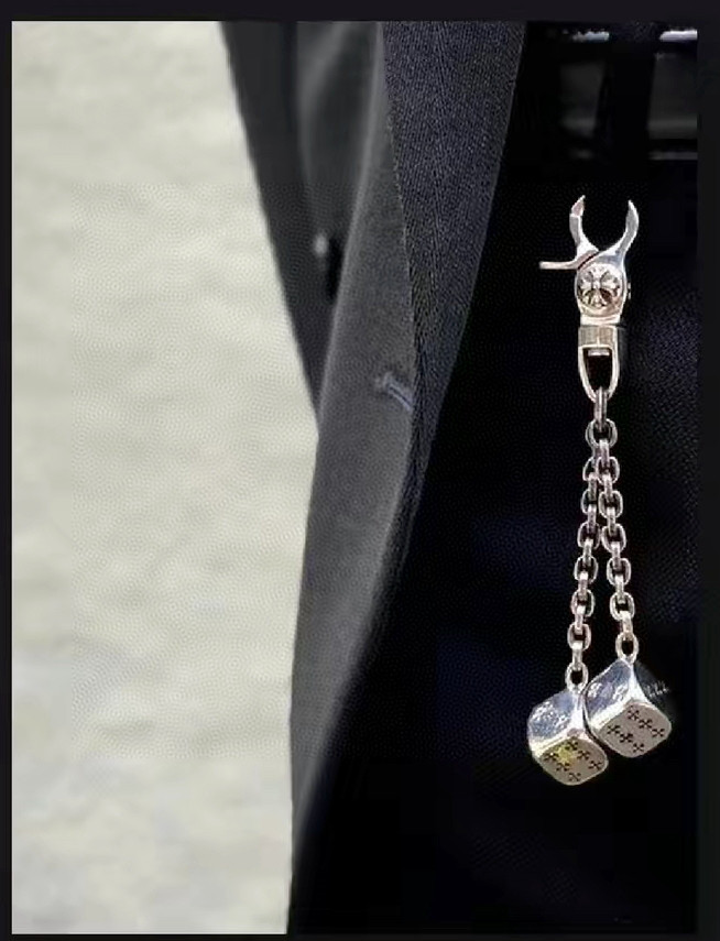 NIGO Chrome Hearts Vintage 925 Silver Cross Solid Dice Key chain Bag Chain Pants Chain #nigo97976