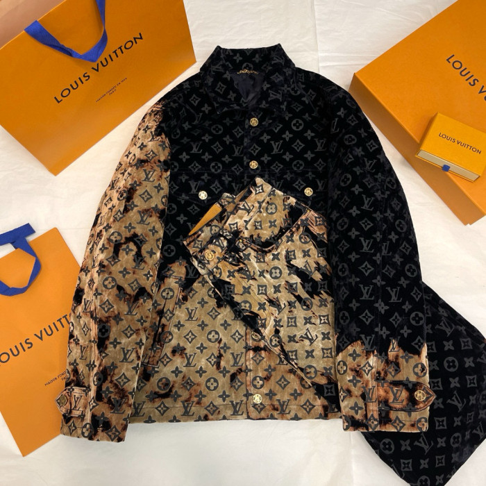 NIGO Louis Vuitton Men's Autumn and Winter Pattern Printed Lapel Single Breasted Denim Jacket Jeans Pants Set Suit #nigo97775