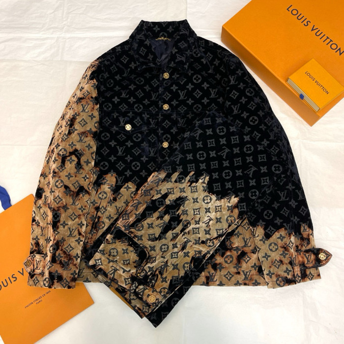 NIGO Louis Vuitton Men's Autumn and Winter Pattern Printed Lapel Single Breasted Denim Jacket Jeans Pants Set Suit #nigo97775
