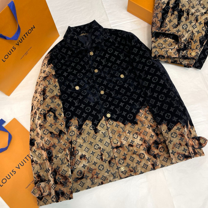 NIGO Louis Vuitton Men's Autumn and Winter Pattern Printed Lapel Single Breasted Denim Jacket Jeans Pants Set Suit #nigo97775