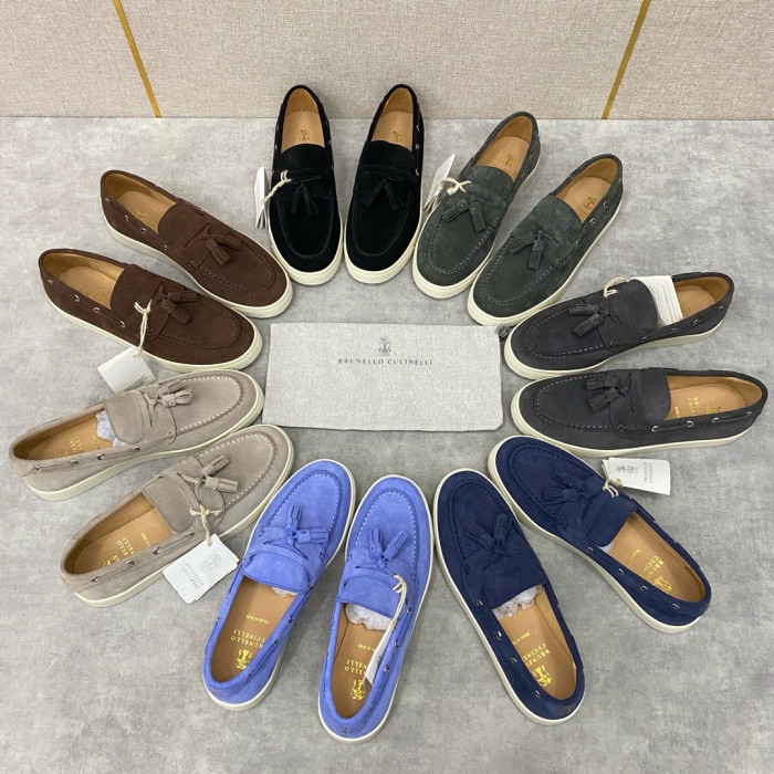NIGO Brunello Cucinelli Men's Spring/Summer Suede Upper Cowhide Lining Tasseled Loafers Shoes #nigo98117