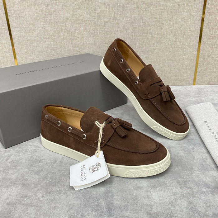 NIGO Brunello Cucinelli Men's Spring/Summer Suede Upper Cowhide Lining Tasseled Loafers Shoes #nigo98117