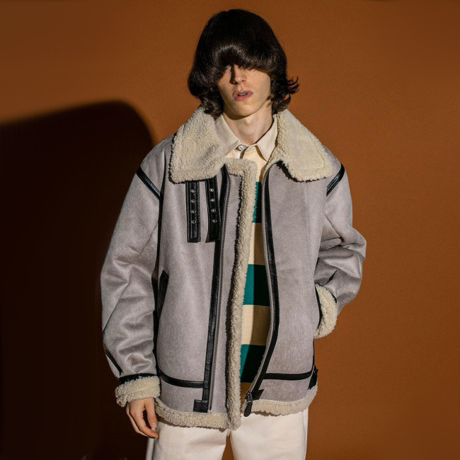 NIGO Alpha X Monkey Time Men's Fall And Winter Fashion Short Lapel Fur One Flight Jacket Lamb's Wool Retro Casual Jacket Ngvp #nigo7692