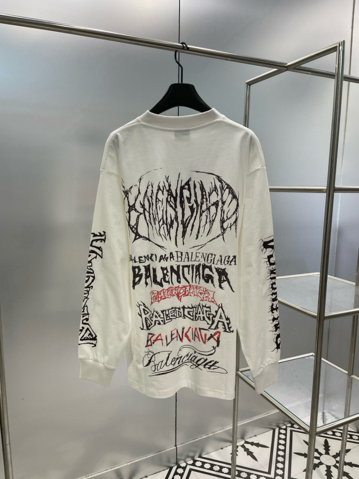 NIGO Balenciaga Men's And Women's Spring And Fall Retro Letter Silhouette Plain Knit Fabric Long Sleeve T-shirt Pullover #nigo98139