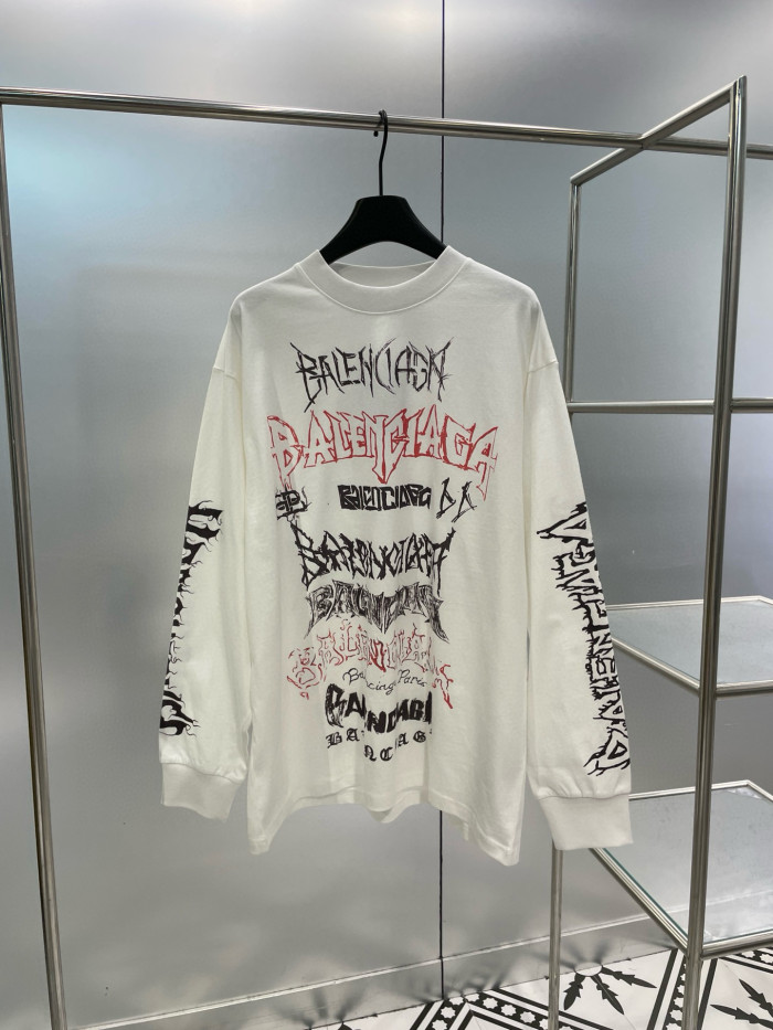 NIGO Balenciaga Men's And Women's Spring And Fall Retro Letter Silhouette Plain Knit Fabric Long Sleeve T-shirt Pullover #nigo98139