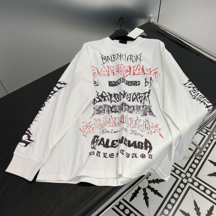 NIGO Balenciaga Men's And Women's Spring And Fall Retro Letter Silhouette Plain Knit Fabric Long Sleeve T-shirt Pullover #nigo98139