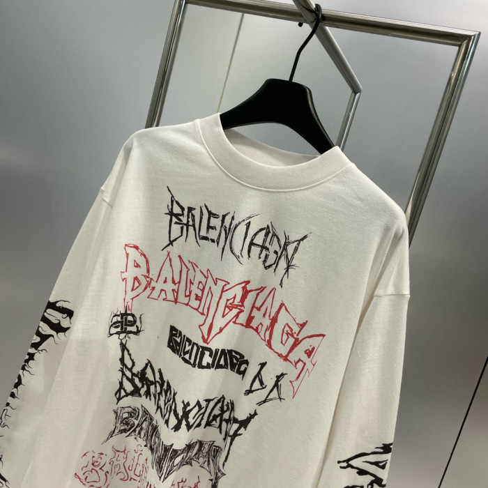 NIGO Balenciaga Men's And Women's Spring And Fall Retro Letter Silhouette Plain Knit Fabric Long Sleeve T-shirt Pullover #nigo98139