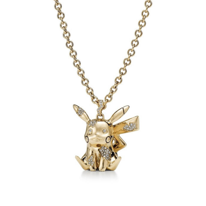 NIGO Tiffany & Co. Arsham Studio & Pokemon Co-Branded Collection Men's & Women's Black & Gold Pikachu Pikachu Necklaces Jewelry #nigo98154