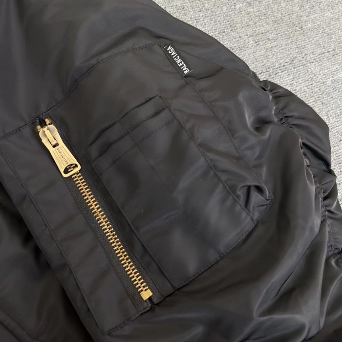 NIGO Balenciaga Men's Winter Black Nylon Embroidered Logo Hooded Pilot Zipper Long Sleeve Jacket #nigo98145