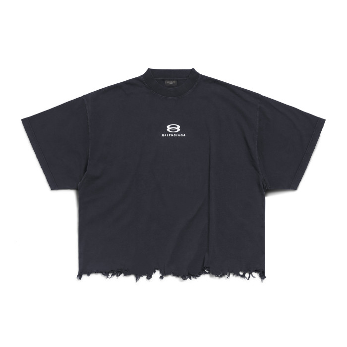 NIGO Balenciaga Men's and Women's Summer Embroidered Logo Printed Torn Hem Short Sleeve Unity Sports Icon Cropped T-Shirt Large #nigo98146