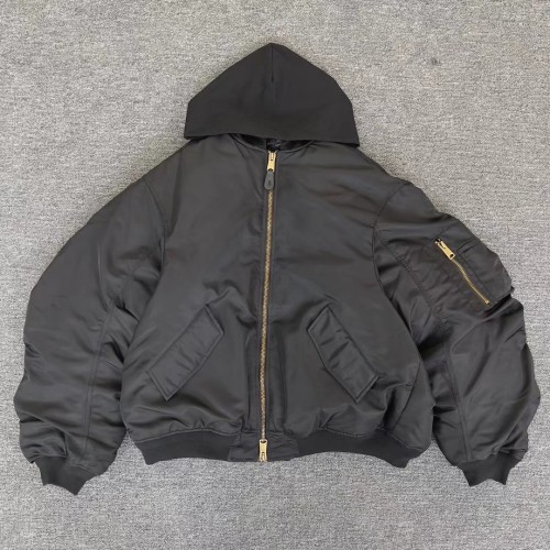 NIGO Balenciaga Men's Winter Black Nylon Embroidered Logo Hooded Pilot Zipper Long Sleeve Jacket #nigo98145