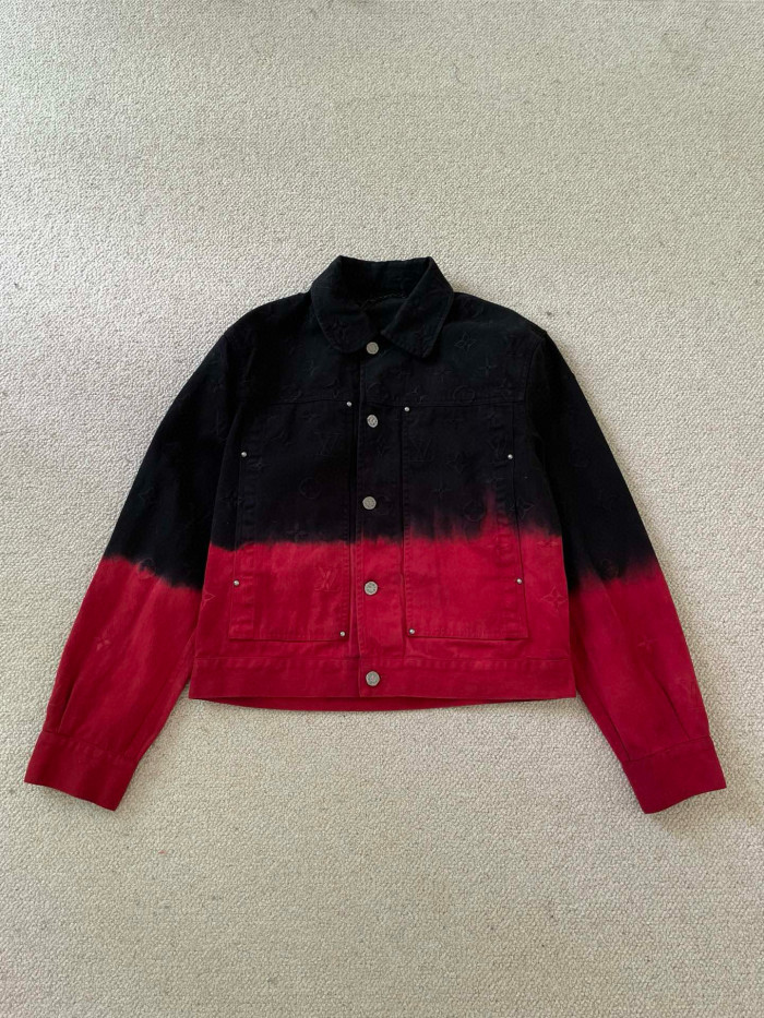 NIGO Louis Vuitton Men's Fall And Winter Models Black And Red Gradient Long Sleeved Denim Single Breasted Jacket #nigo98144