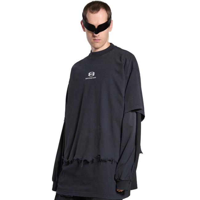 NIGO Balenciaga Men's and Women's Summer Embroidered Logo Printed Torn Hem Short Sleeve Unity Sports Icon Cropped T-Shirt Large #nigo98146