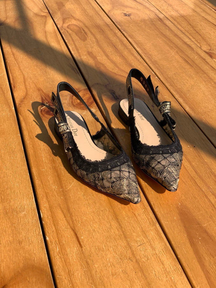 NIGO Dior Women's Black Embroidery Trimmed Strap Cotton Pointed Toe Overlay Butterfly Patterned High Heels Shoes #nigo98179