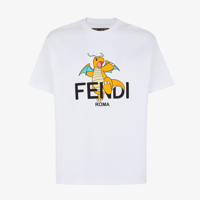 NIGO Fendi Men's and Women's Summer Dinosaur Printed Solid Color Round Neck Cotton Short Sleeve T-Shirt #nigo98191