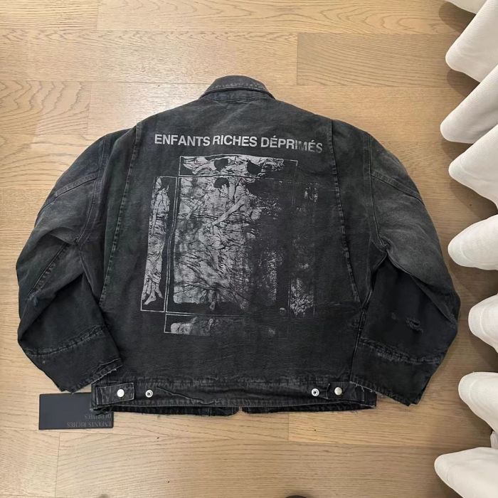 NIGO Enfants Riches Deprimes Men's And Women's Black Spring And Fall Washed And Aged Denim Zipper Jacket #nigo98184