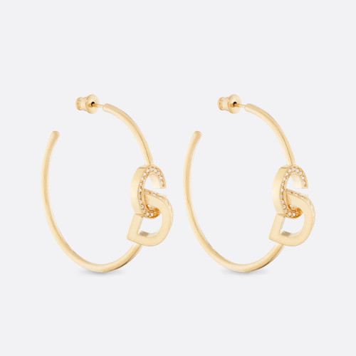 NIGO Dior Women's CD LOCK Silver Tone Faux Crystal CD Cutout Earrings Jewelry #nigo98183
