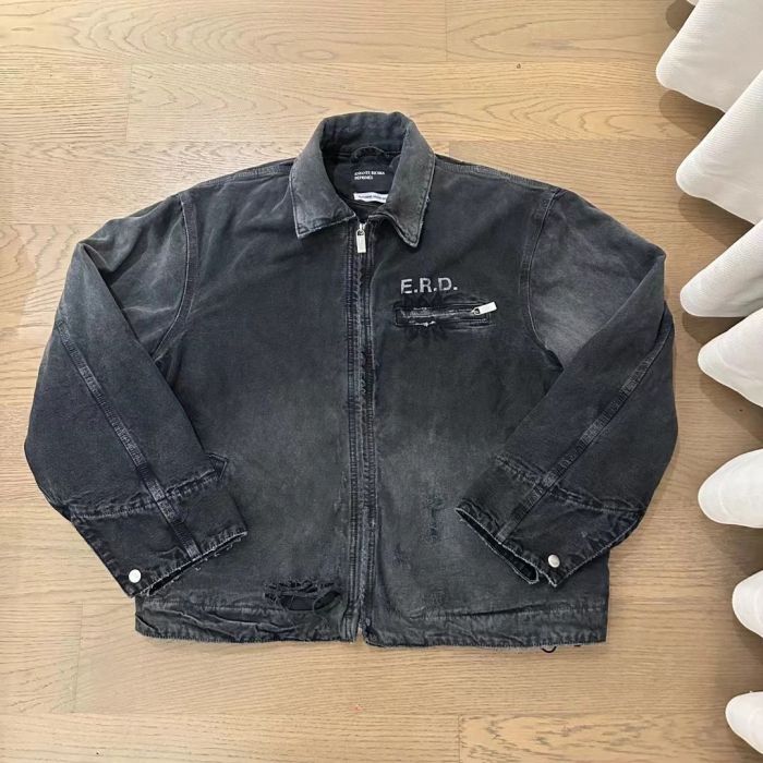 NIGO Enfants Riches Deprimes Men's And Women's Black Spring And Fall Washed And Aged Denim Zipper Jacket #nigo98184
