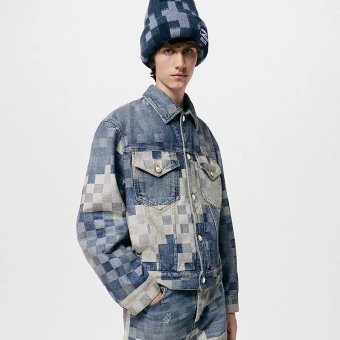 NIGO Louis Vuitton Men's Spring And Fall Blue Gradient Plaid Lapel Single-breasted Loose Long-sleeved Denim Jacket Ngvp #nigo7746