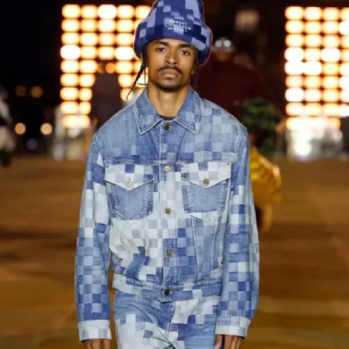 NIGO Louis Vuitton Men's Spring And Fall Blue Gradient Plaid Lapel Single-breasted Loose Long-sleeved Denim Jacket Ngvp #nigo7746