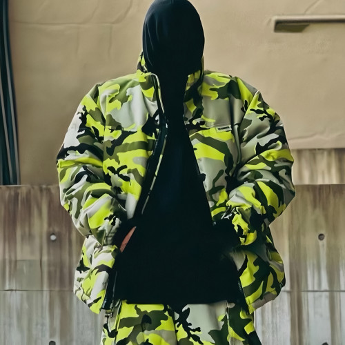 NIGO Vetements Men's Winter Standing Collar Zipper Long Sleeve Fitted Drop Shoulder Camouflage Puffer Down Jacket Ngvp #nigo7734