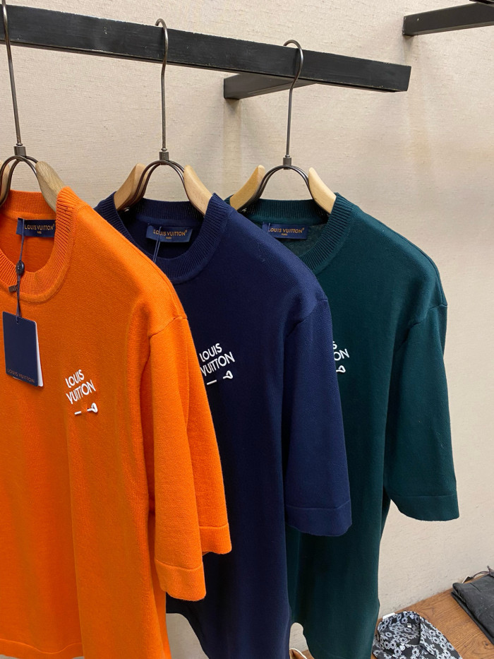 NIGO Louis Vuitton Men's Summer Solid Color Embroidered Logo Pin Crew Neck Cotton Short Sleeve T-Shirt #nigo98211