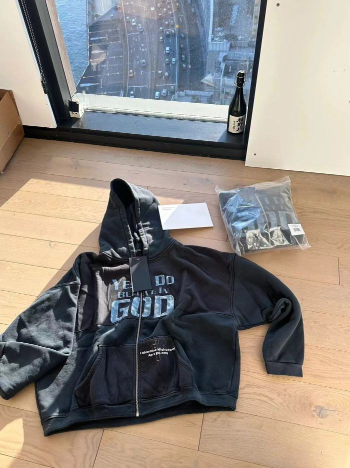 NIGO Enfants Riches Deprimes Men's Solid Color Spring And Autumn I Believe In God Printed Loose Long Sleeve Zipper Hooded Sweatshirt Ngvp #nigo7748
