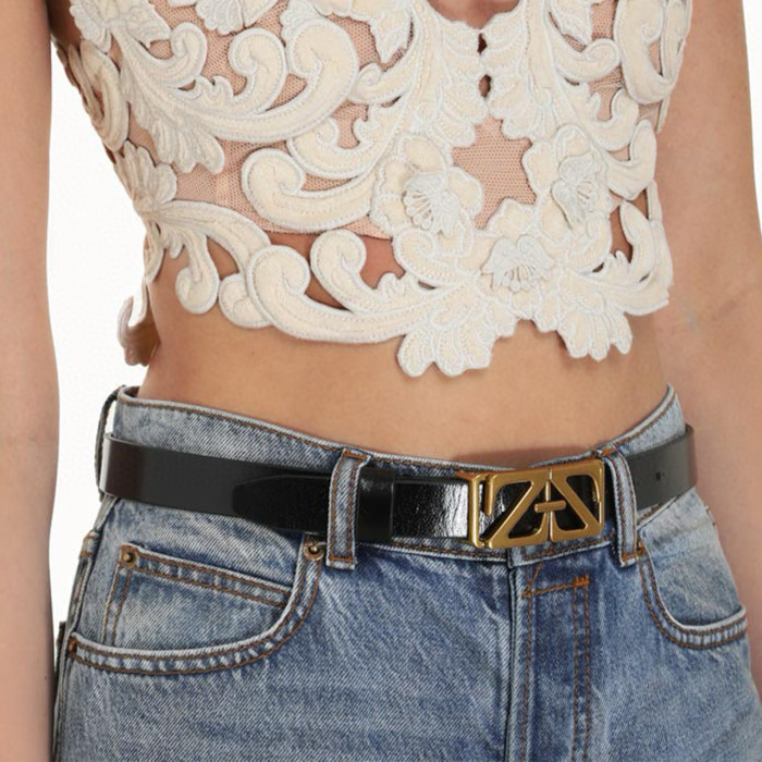 NIGO Zimmermann  Women's Spring Summer Metal Leather Belt Letter Fashion Suede Black And White Classic Belt Ngvp #nigo7725