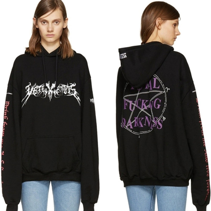 NIGO Vetements Men's Women's Spring And Autumn Fashion High Street Pentagram Color Blocking Letter Print Sweatshirt Hooded Trend Casual Black Hoodie #nigo98248