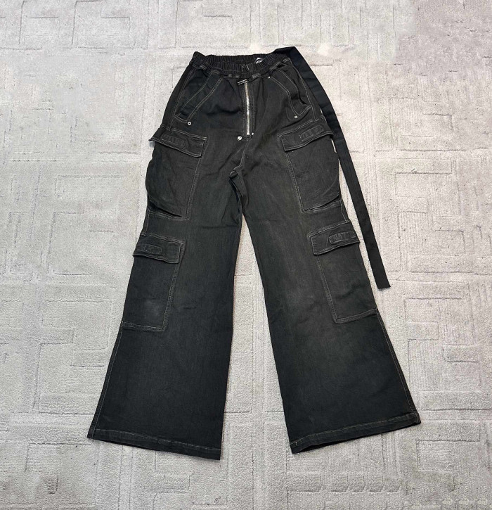 NIGO Rick Owens Men's Spring And Autumn Gradient Washed Jeans Casual High Street Zipper Multi-pocket Pants Ngvp #nigo7776