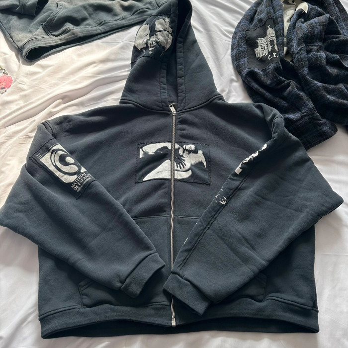 NIGO Enfants Riches Deprimes   Men's Spring And Autumn Hooded Pattern Letter Casual Fashion Trend Black Pullover SweatshirtNgvp #nigo7777