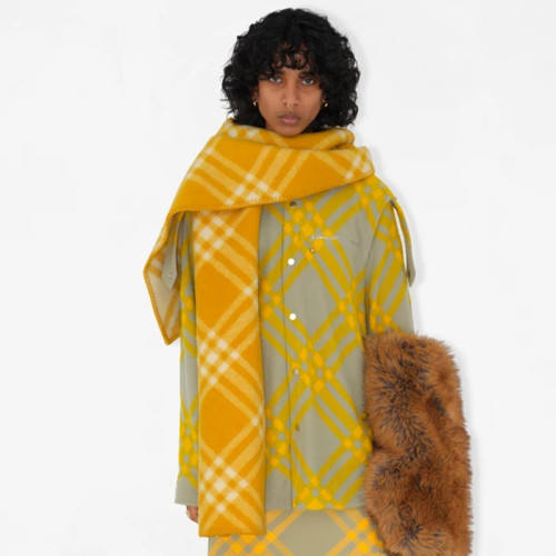 NIGO Burberry Men Women Fashion Warm Solid Color Check Wool Hooded Scarf #nigo98275