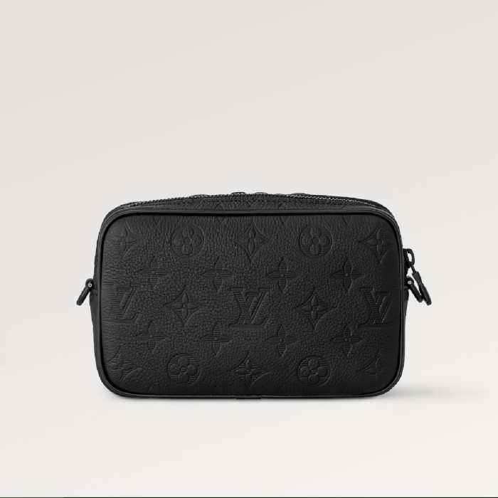 NIGO Louis Vuitton Men's Black Full Leather Embossed Mini Messenger Bag Camera Box Bag Crossbody Bag #nigo98288