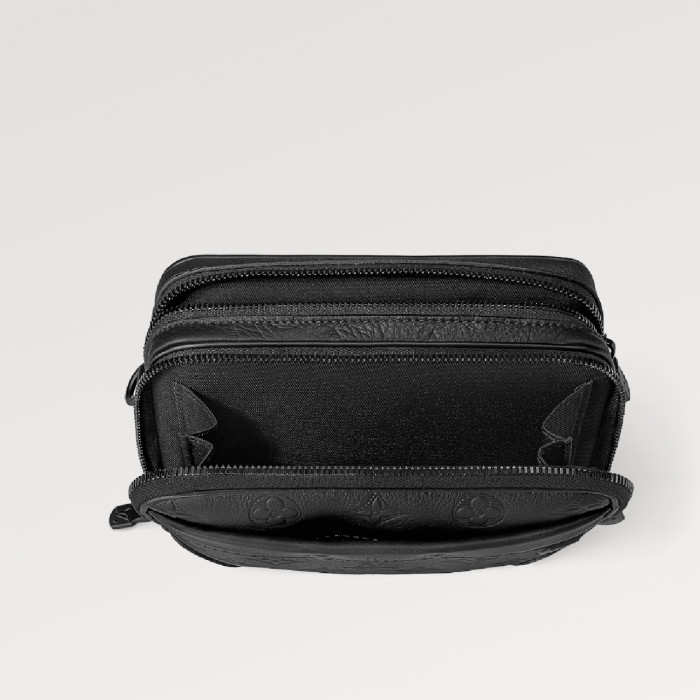 NIGO Louis Vuitton Men's Black Full Leather Embossed Mini Messenger Bag Camera Box Bag Crossbody Bag #nigo98288