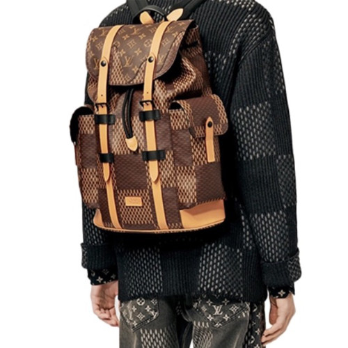NIGO Louis Vuitton x NIGO Men's Christopher Classic Old Flower Plaid Flap Wave Pattern Trendy Small Canvas Shoulder Bag #nigo98293