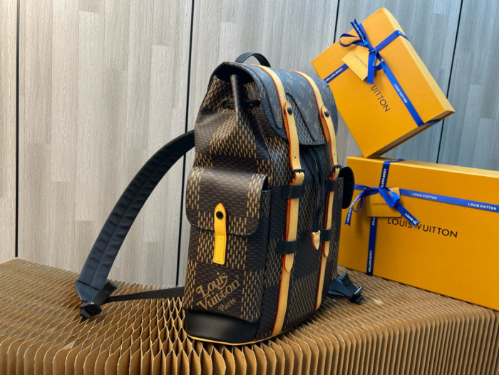 NIGO Louis Vuitton x NIGO Men's Christopher Classic Old Flower Plaid Flap Wave Pattern Trendy Small Canvas Shoulder Bag #nigo98293