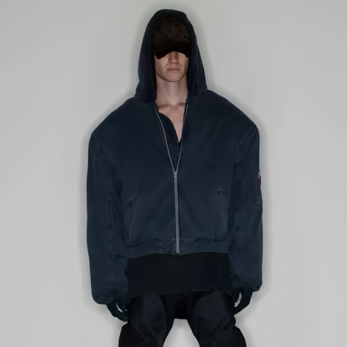 NIGO Greg Men's GR Autumn And Winter Retro Solid Color Reversible Long-Sleeved Zipper Hooded Short Warm Loose Jacket Ngvp #nigo7785