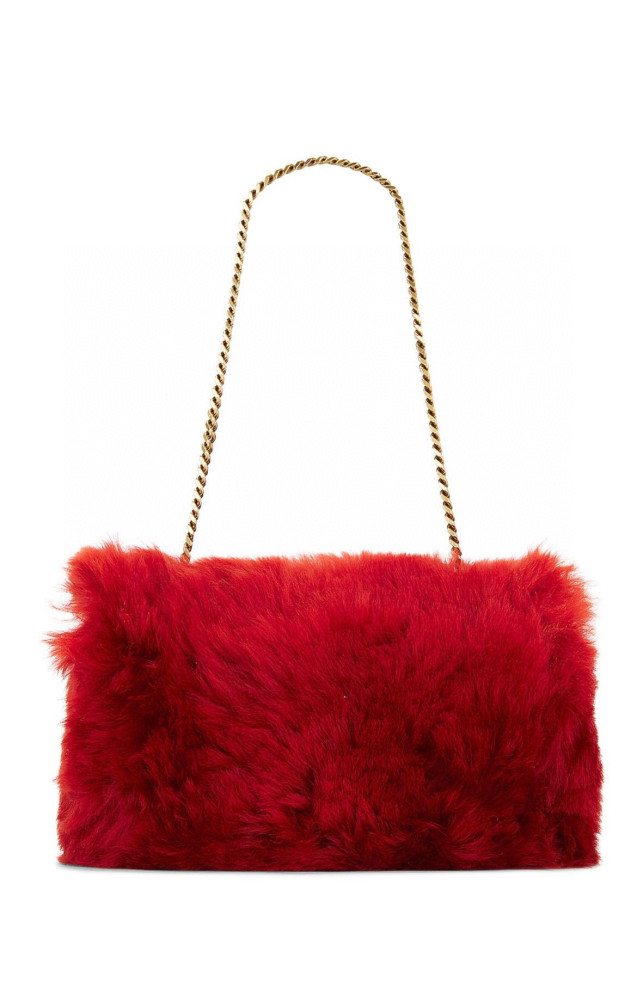 NIGO SAINT LAURENT Women's Fall And Winter Suede Rabbit Fur Patchwork Bag Funky Chain Bag #nigo98313