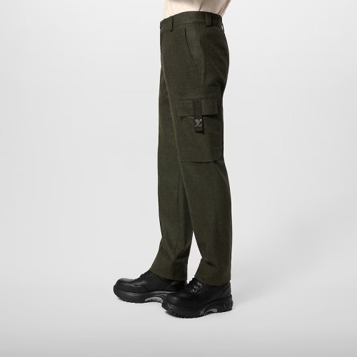 NIGO Louis Vuitton Men's Solid Color Mid Waist Side Pocket Straight Fitting Wool Workwear Pants #nigo98294