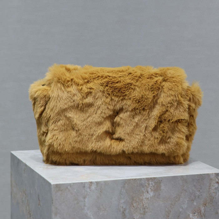 NIGO SAINT LAURENT Women's Fall And Winter Suede Rabbit Fur Patchwork Bag Funky Chain Bag #nigo98313